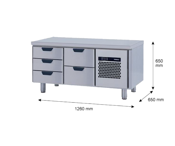 Porkka - Grillkylbänk GNL - Kylaggregat, 2 Moduler - Mått: 1260 x 650 x 650 mm - 17