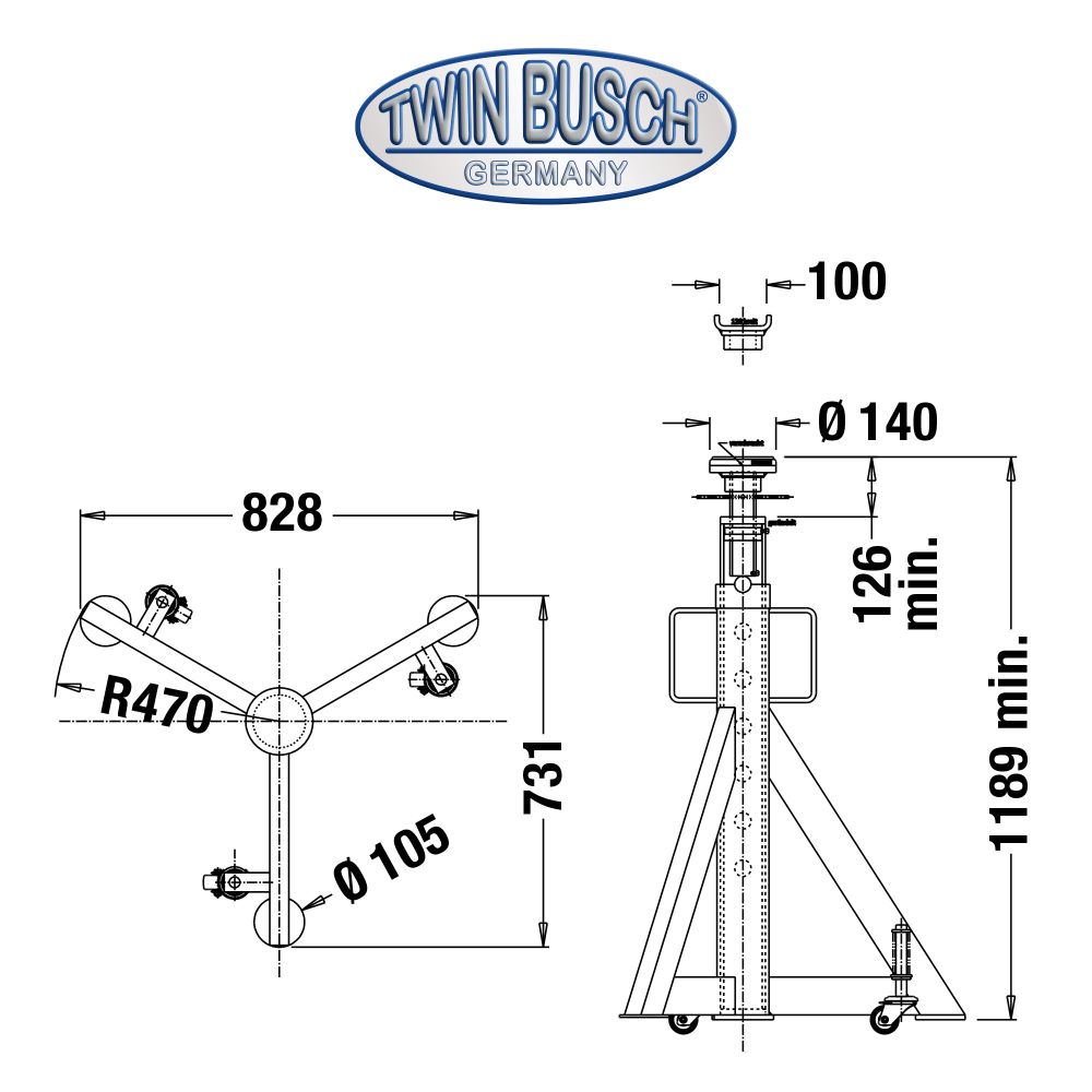 Pallbock axelstativ 7500 kg Grey Line - 7
