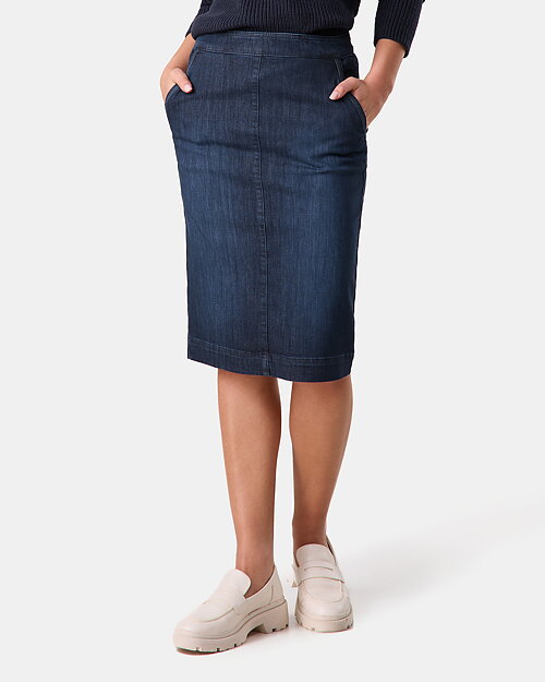 Jeanskjol snedfickor mörk denim - 3