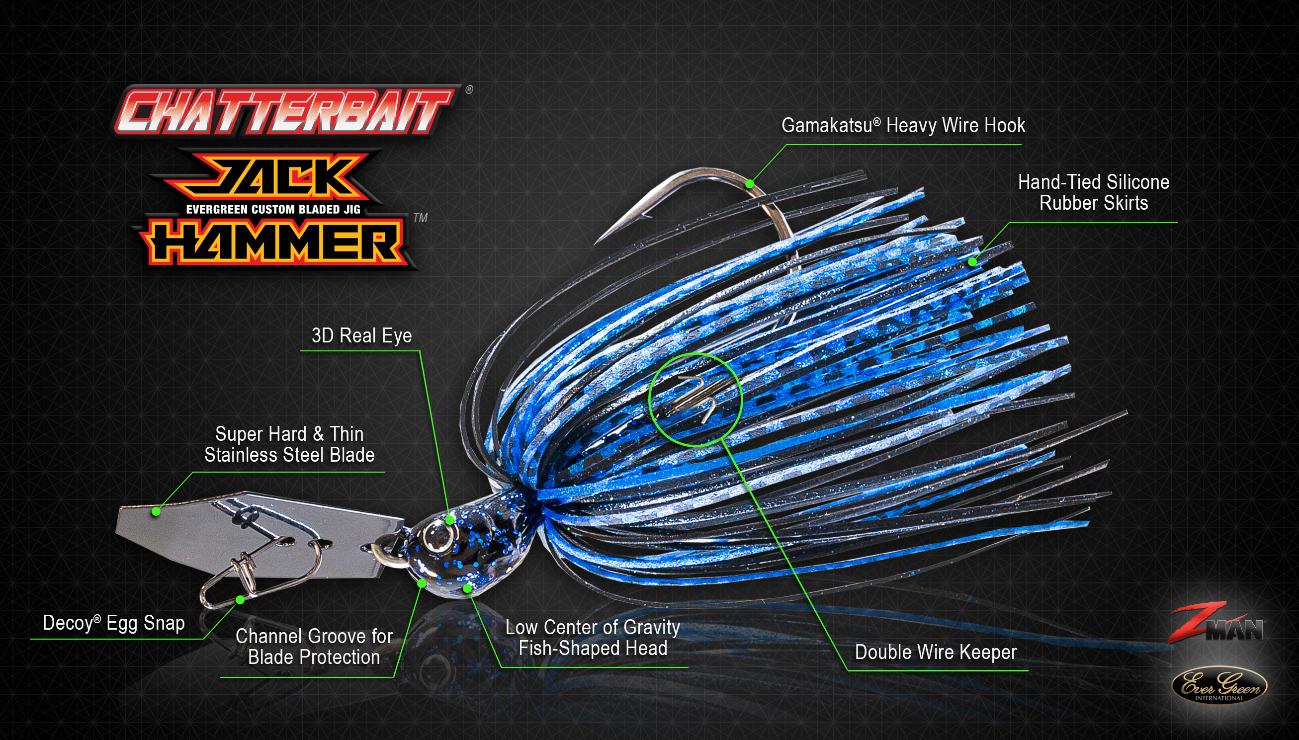 Z-Man Chatterbait Jackhammer - Vikt 21gr Färg: Green Pumpkin - 2