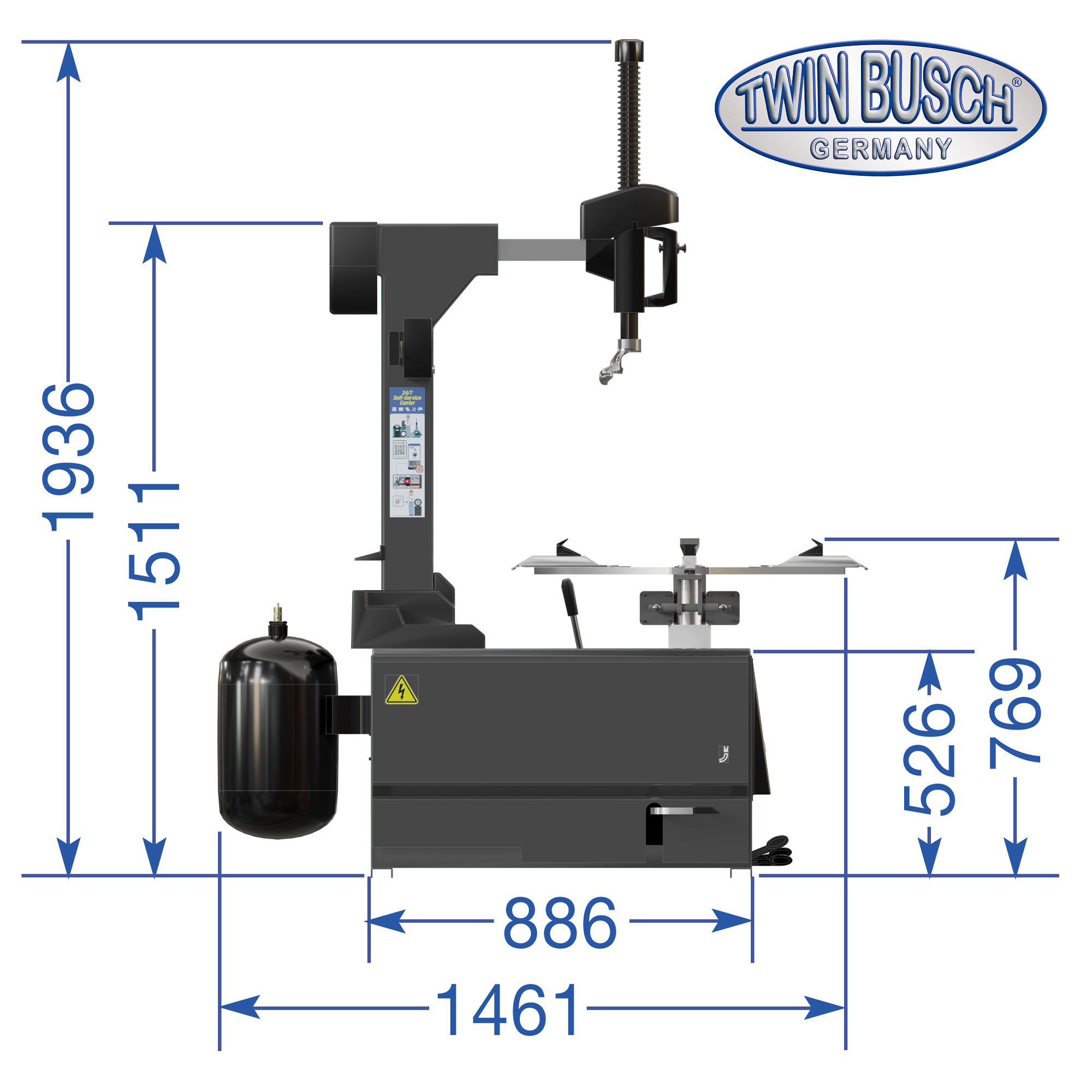 Däckmaskin Professionell Automatisk 400V (GRÅ) - 18