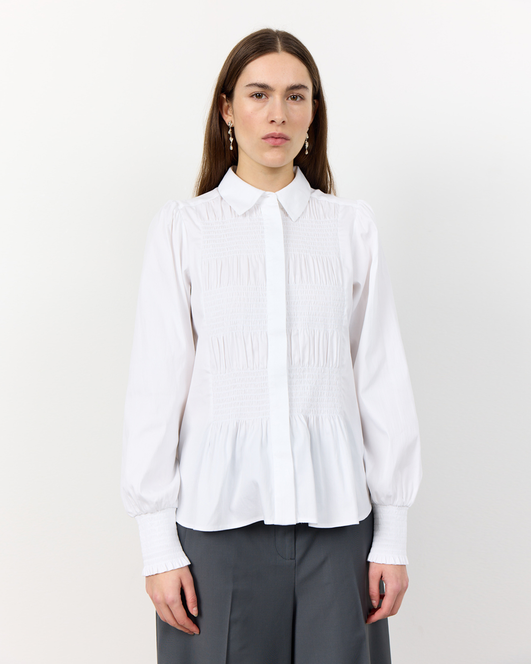 Blus Isla Solid 117 med resår/stretch vit