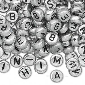 Bokstavspärlor silver 100-pack