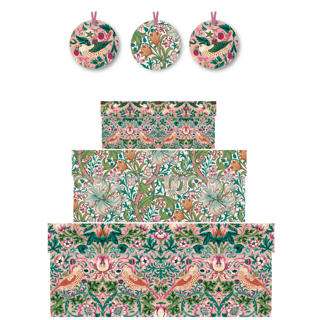 Strawberry Thief Blush, Nest of 3 Boxes