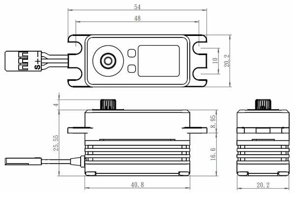 SAVÖX SB-2262SG Servo 23Kg 0,08s HV Alu Brushless Ståldrev Lågt - 2