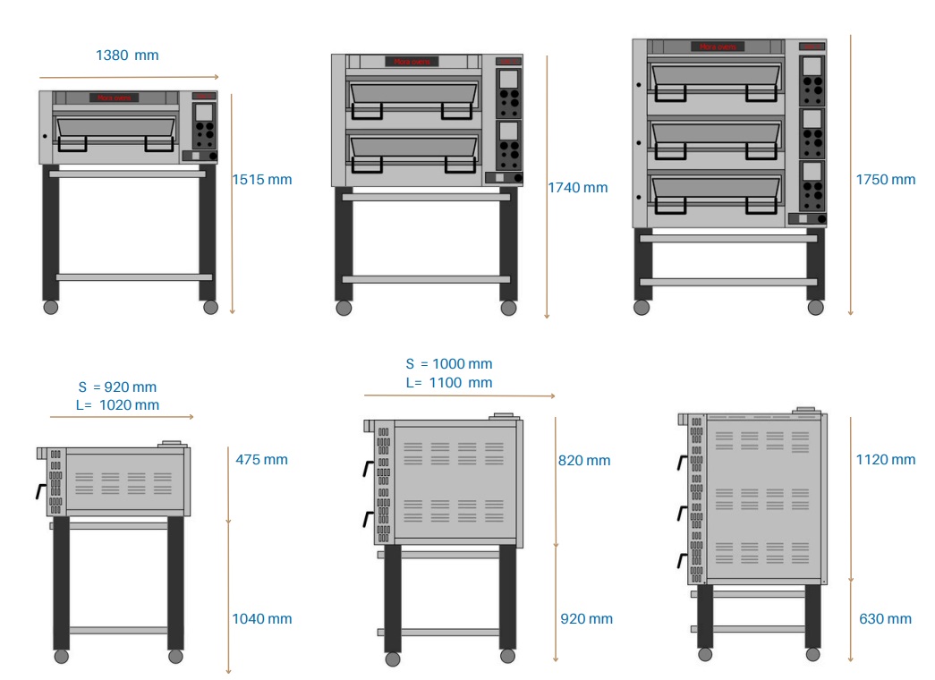 Pizzaugn B 1320 mm P50 Elektronisk i rostfritt med stativ Mora ovens - 3