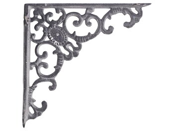 Antikgrå zinkgrå konsoll hyllbärare gjutjärn snirklig shabby chic lantlig stil