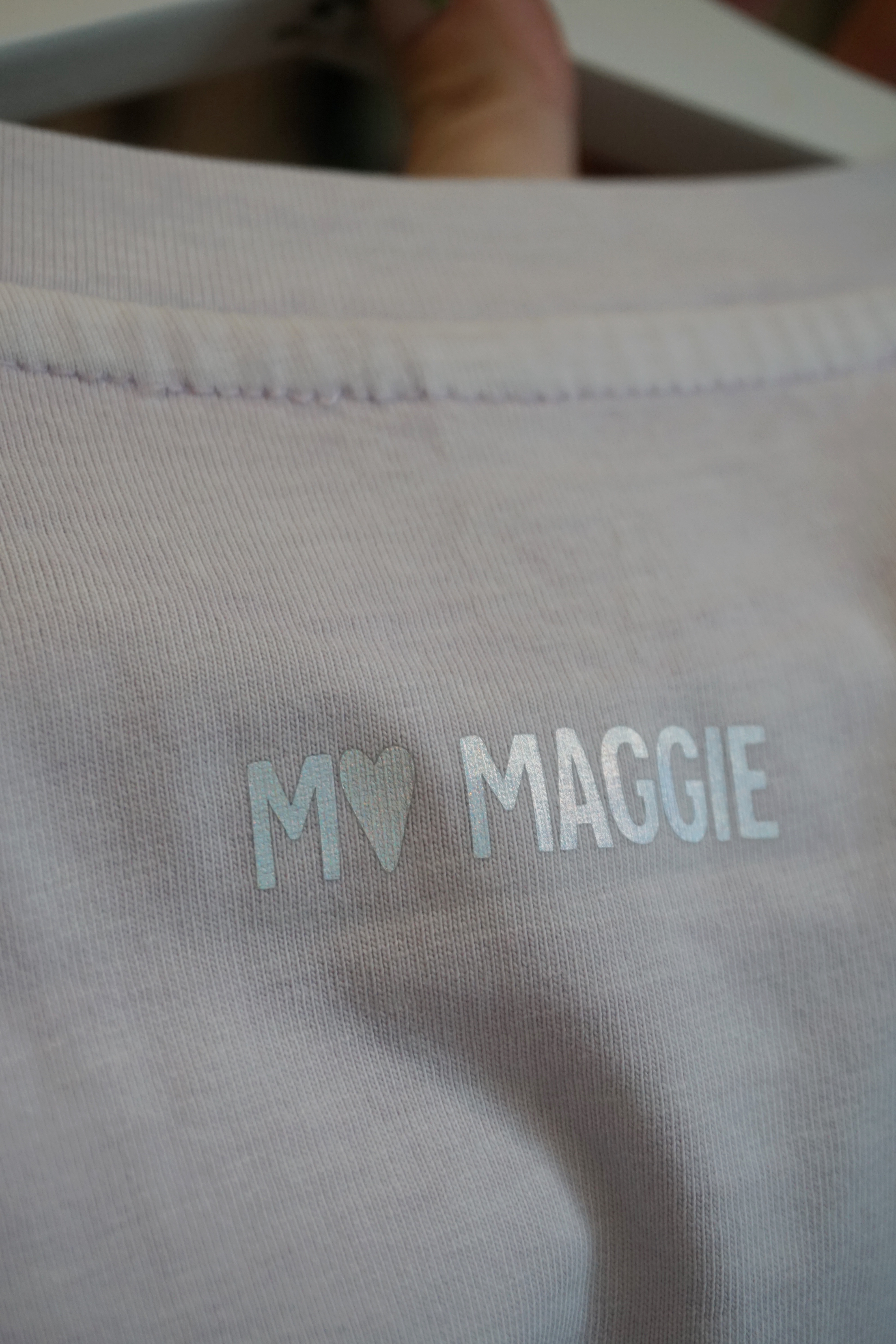 Oversized boyfriend tshirt "men va fan" ljuslila - 5