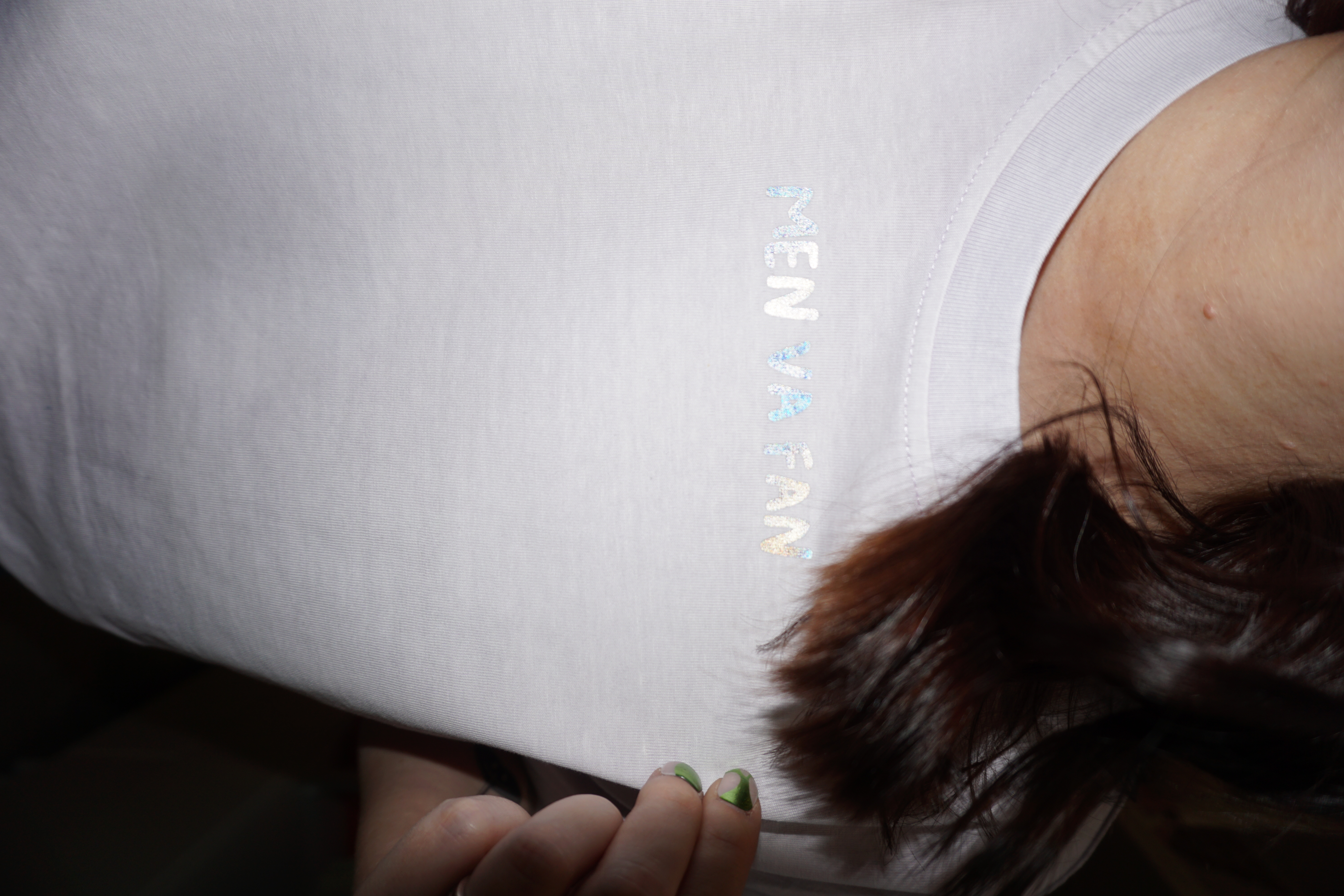 Oversized boyfriend tshirt "men va fan" ljuslila