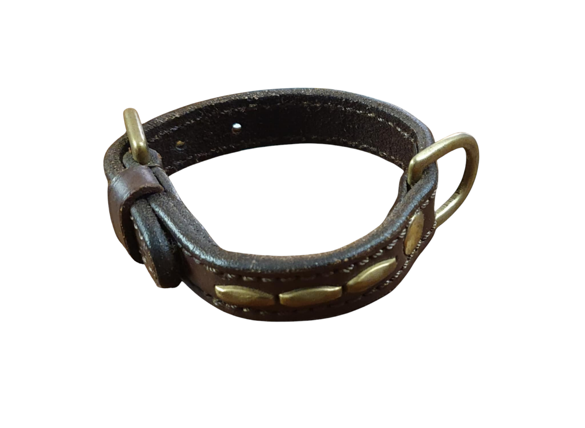 Eckers Halsband brunt med mässing detaljer 25 cm