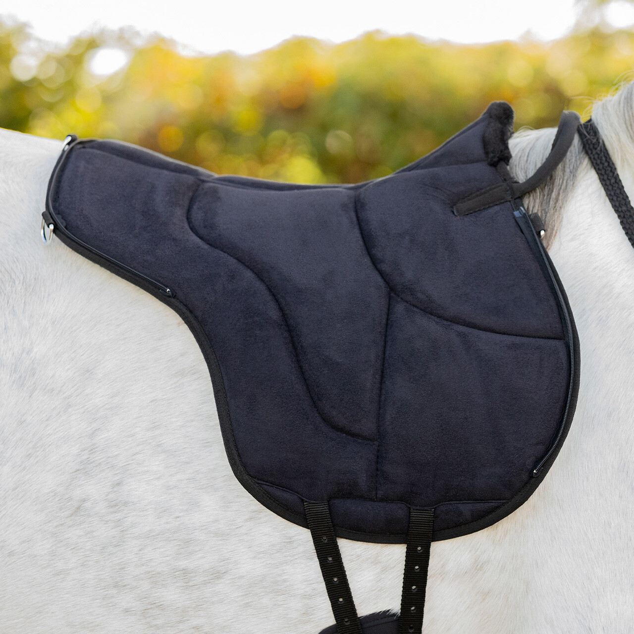QHP barbackasadel / ridpad SuperSoft (2-i-1), svart, shettis - 20