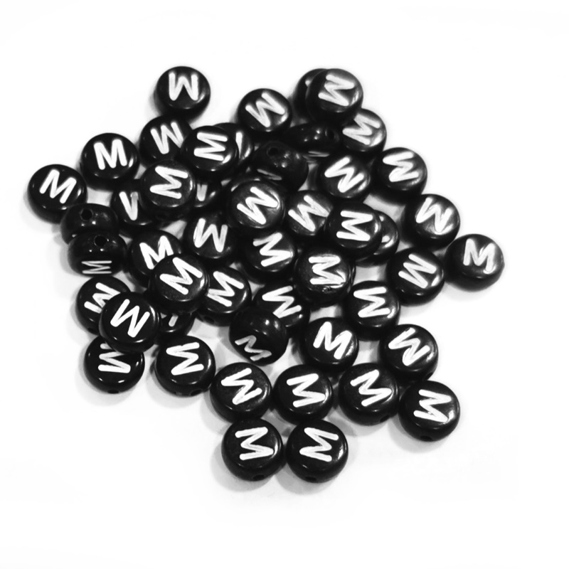 Bokstavspärla 7 mm svart välj bokstav 50 st - 25