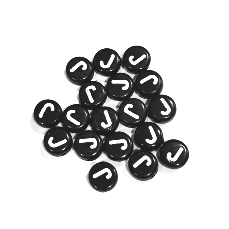 Bokstavspärla 7 mm svart välj bokstav 50 st - 24