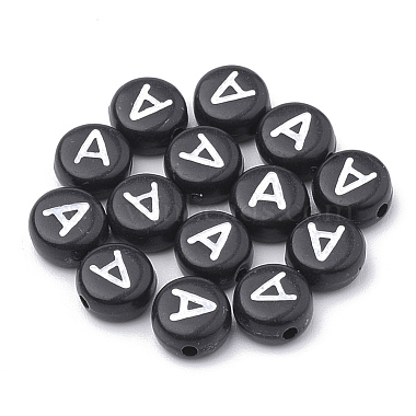 Bokstavspärla 7 mm svart välj bokstav 50 st - 2