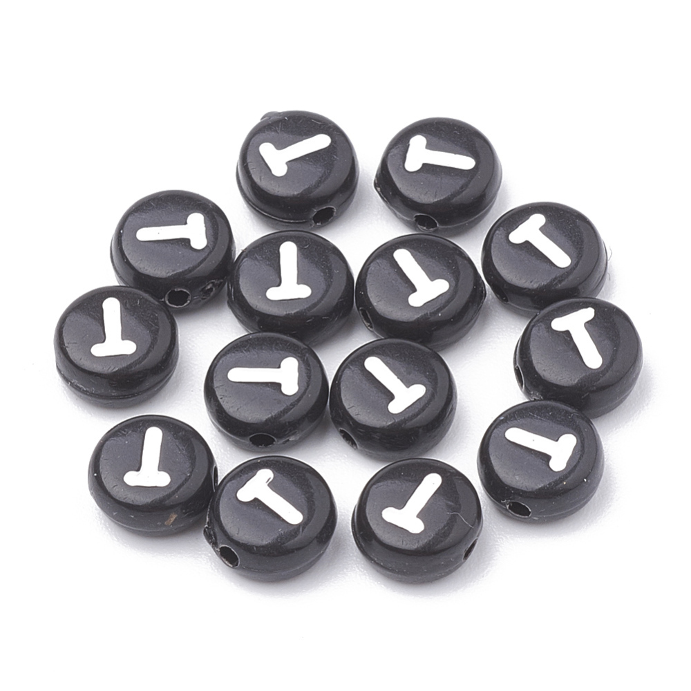 Bokstavspärla 7 mm svart välj bokstav 50 st - 21