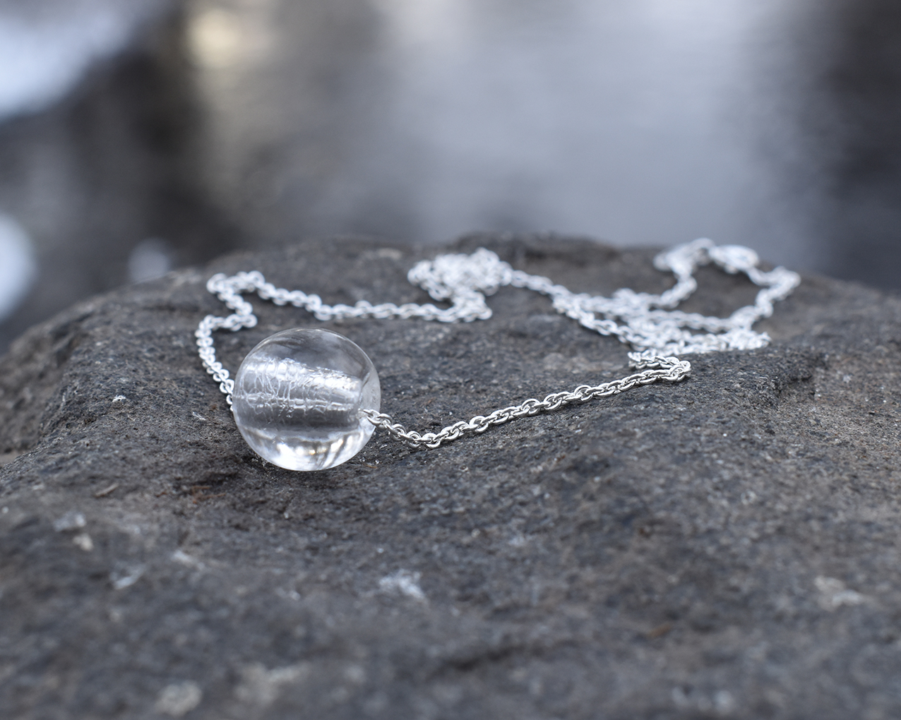 ELVES DROP - necklace in clear glass  - 3