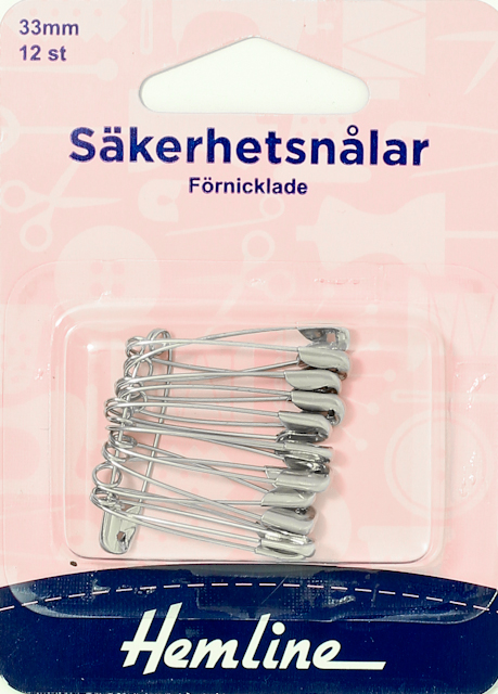 Säkerhetsnålar 33mm 12st Förnickade