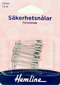 Säkerhetsnålar 33mm 12st Förnickade