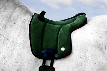 Atessa Ride pad / Bareback pad in suede (with stirrup attachments), ENGLISH GREEN