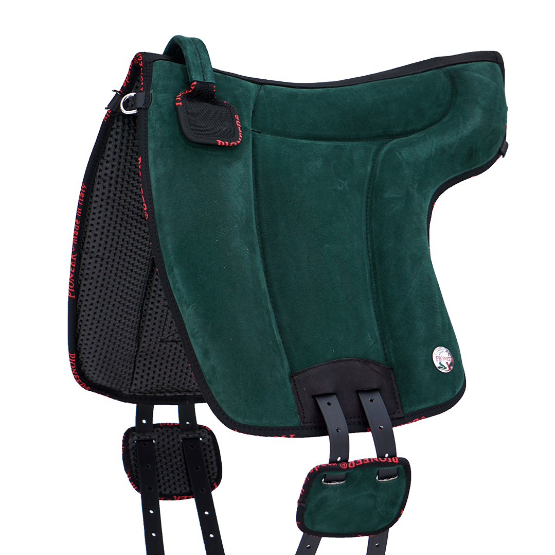 Atessa Ride pad / Bareback pad in suede (with stirrup attachments), ENGLISH GREEN