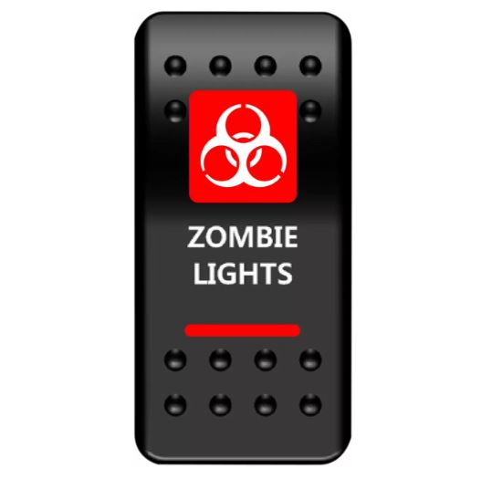 Strömbrytare för infällning "ZOMBIE LIGHTS" RÖD
