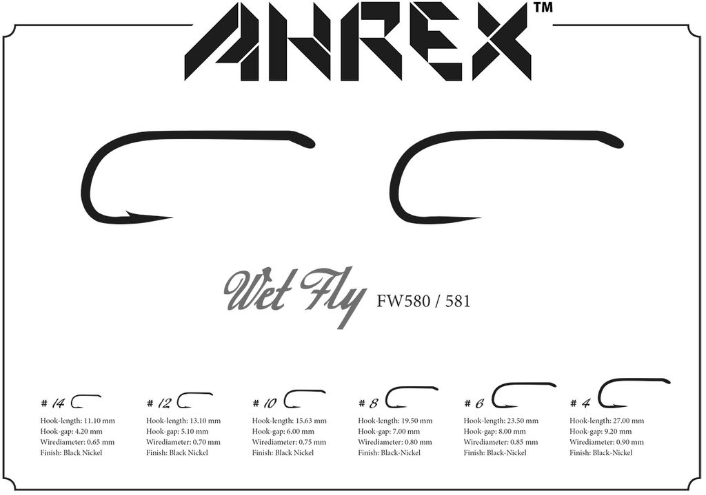 Ahrex FW581 Wet Fly Hook Barbless - 3