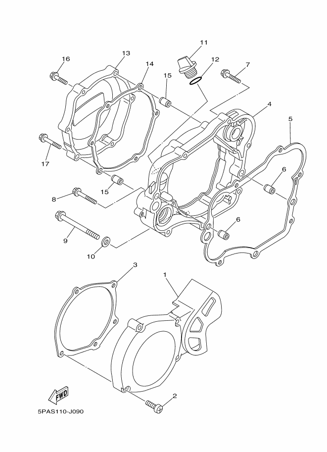 Yamaha 5PA-15451-00 	GASKET, CRANKCASE COVER 1 YZ85 2002-2025