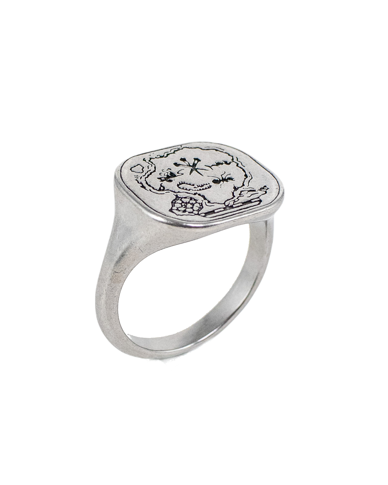 Jernhest - Antrik Ring with map engraving - Unpolished Silver - 3