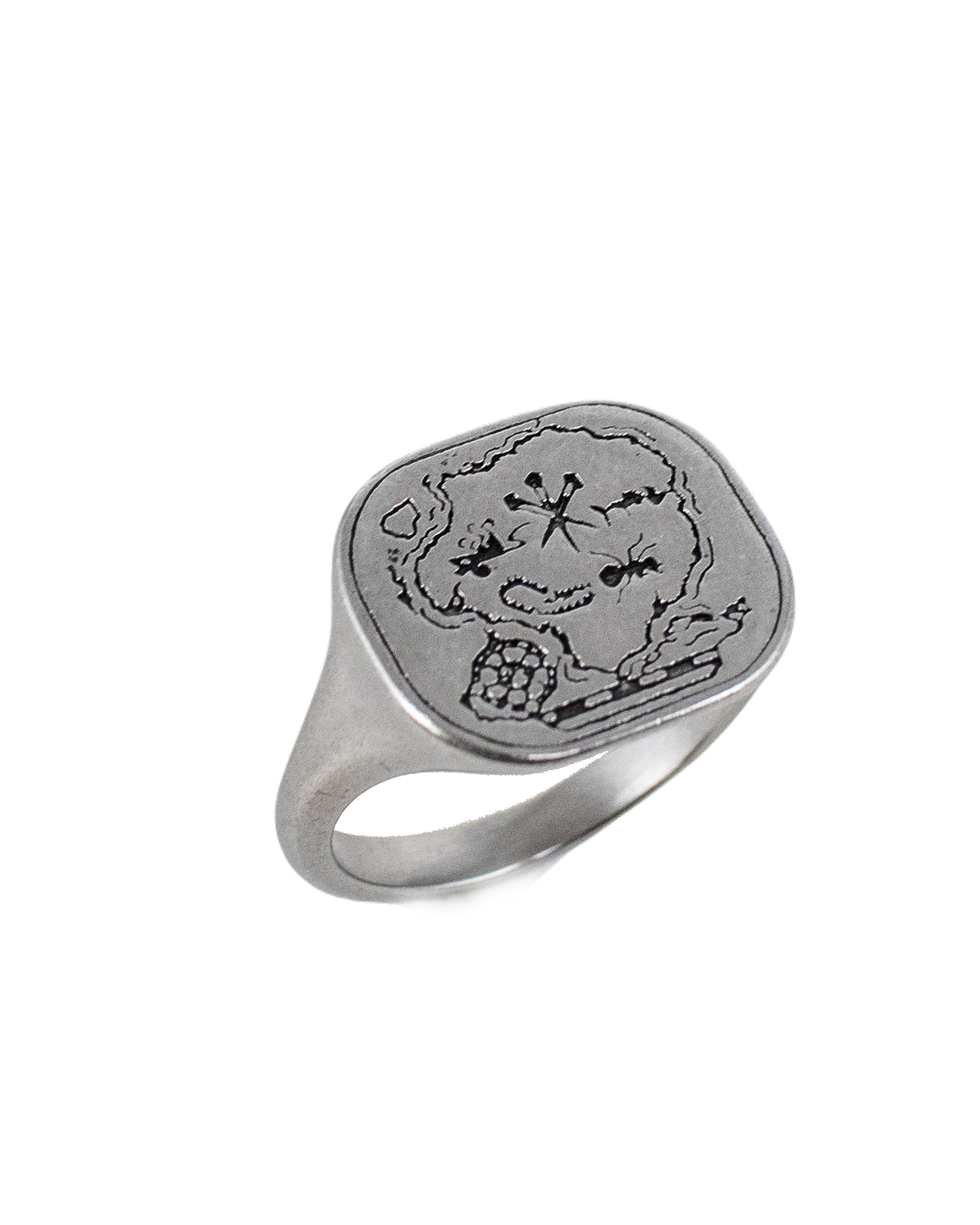 Jernhest - Antrik Ring with map engraving - Unpolished Silver - 2