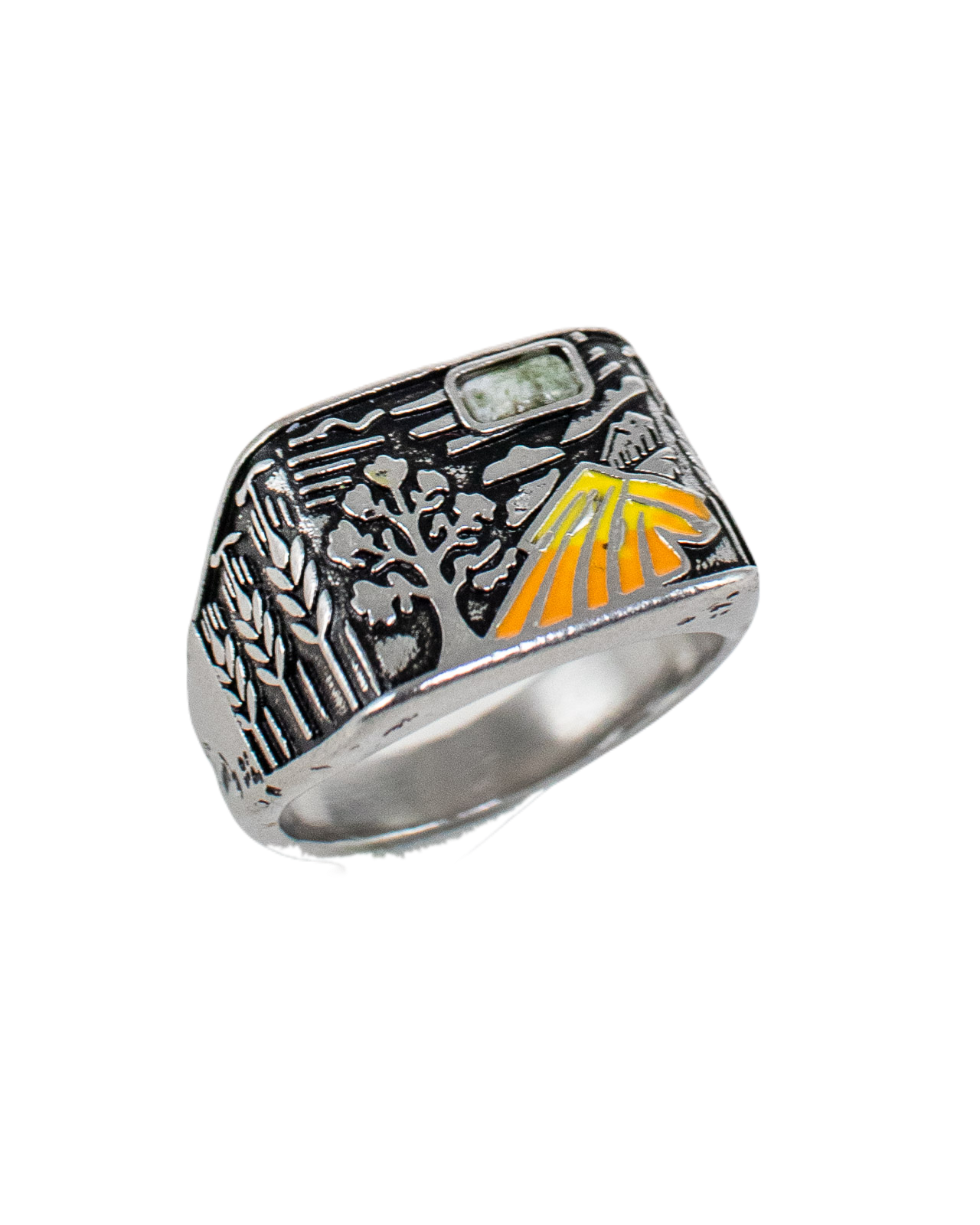 Jernhest - Slatta Ring with Swedish Marble and Enamel - Silver