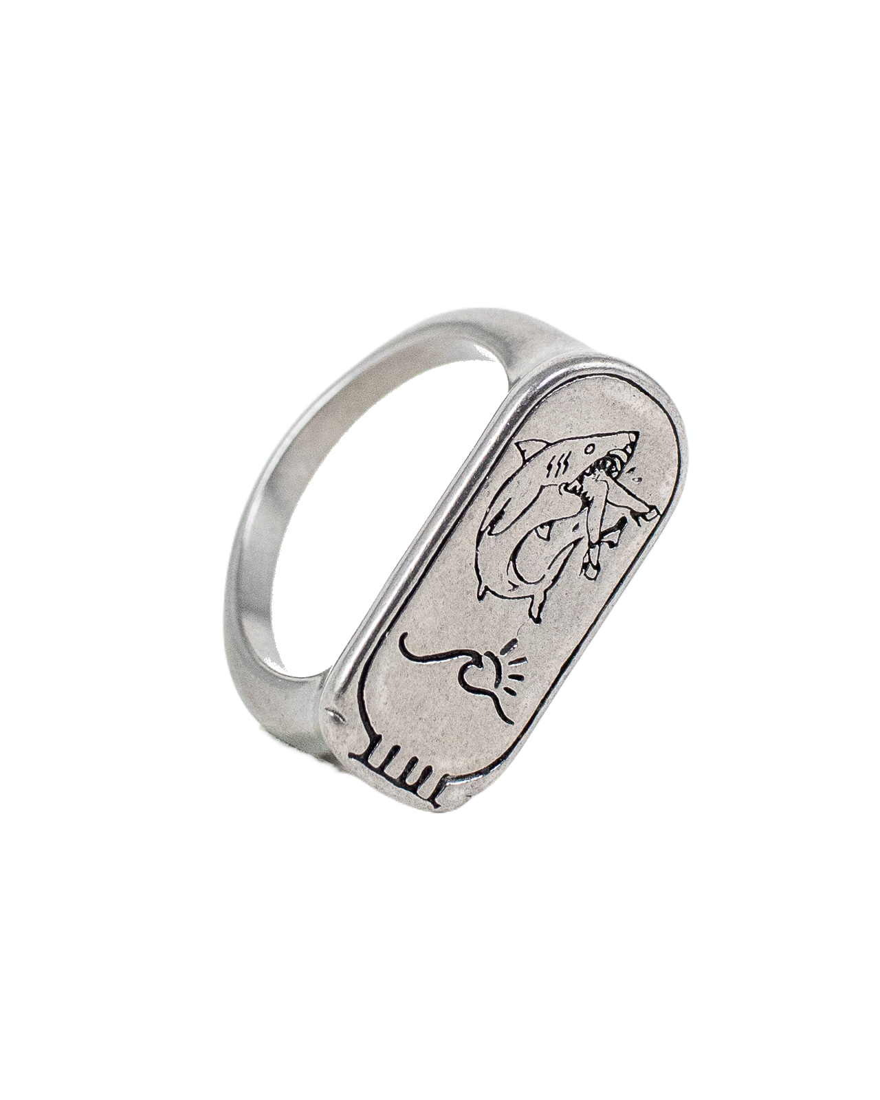 Jernhest - Haman Ring with Shark - Unpolished Silver - 2