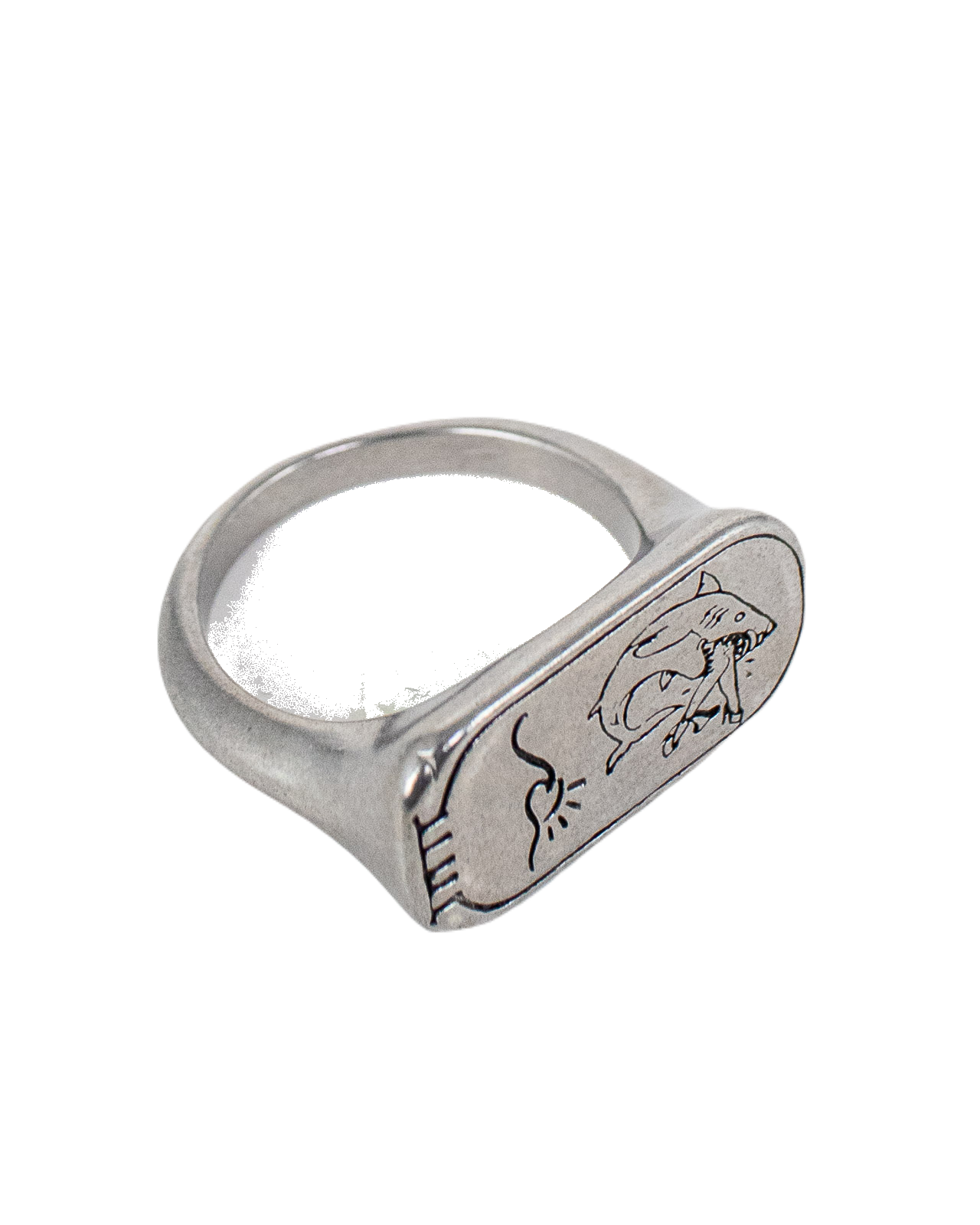 Jernhest - Haman Ring with Shark - Unpolished Silver - 3