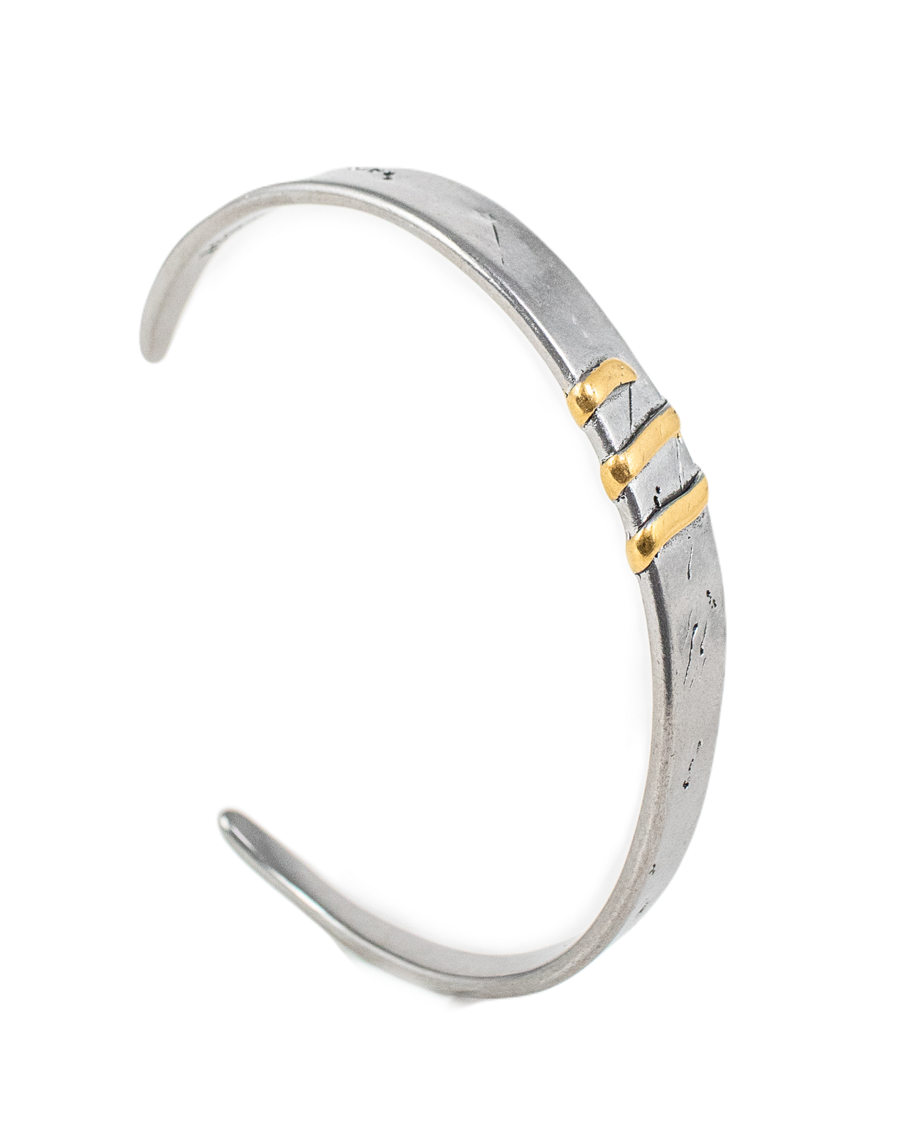 Jernhest - Flats Armband - Oxiderad Silver med Guld band - 3