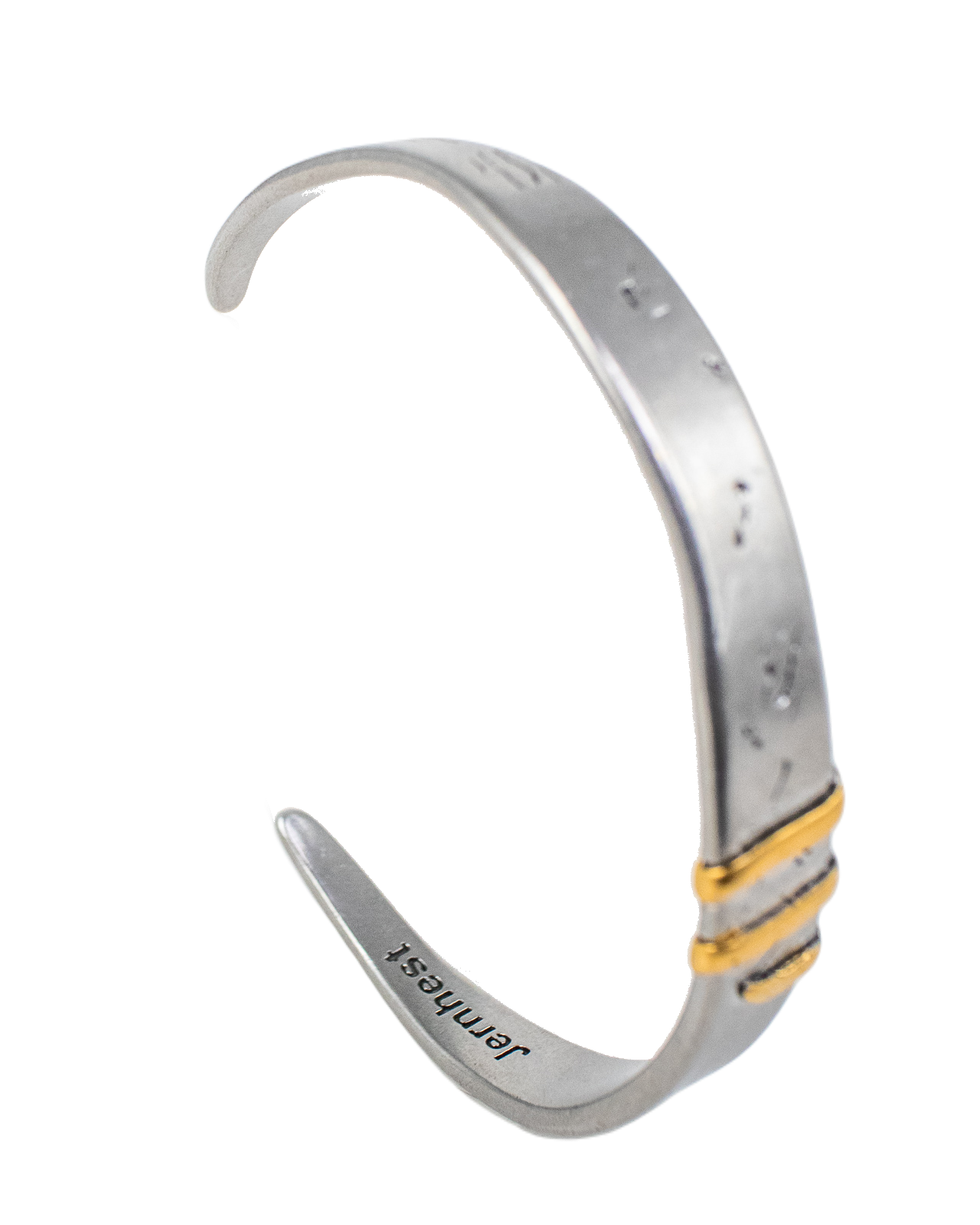 Jernhest - Flats Armband - Oxiderad Silver med Guld band - 2
