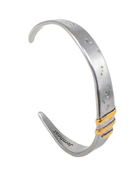 Jernhest - Flats Armband - Oxiderad Silver med Guld band