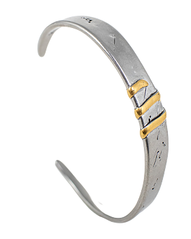 Jernhest - Flats Armband - Oxiderad Silver med Guld band