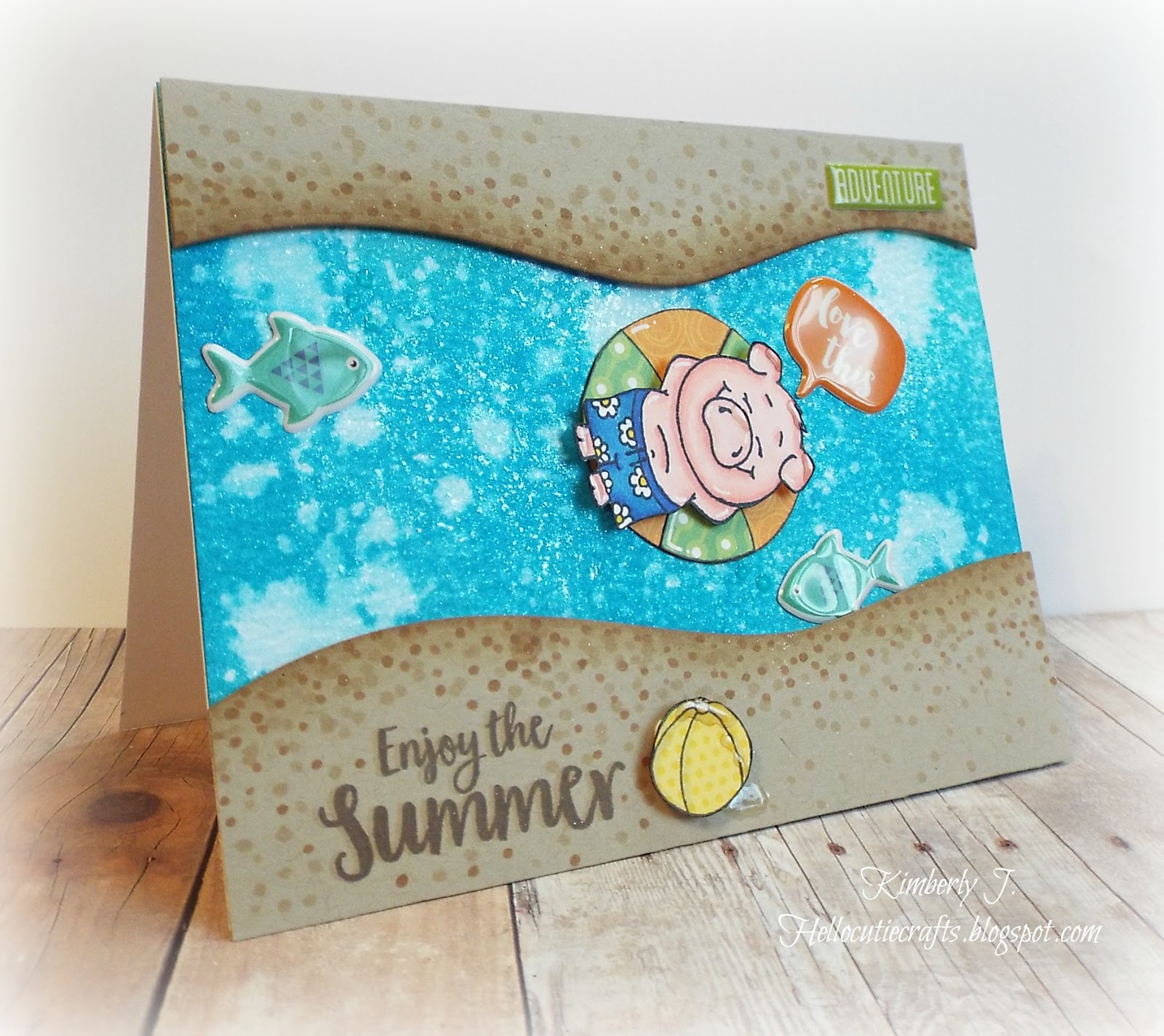 GERDA STEINER DESIGNS-Pool Piggies 4x6  Stamp & Die  Set - 5
