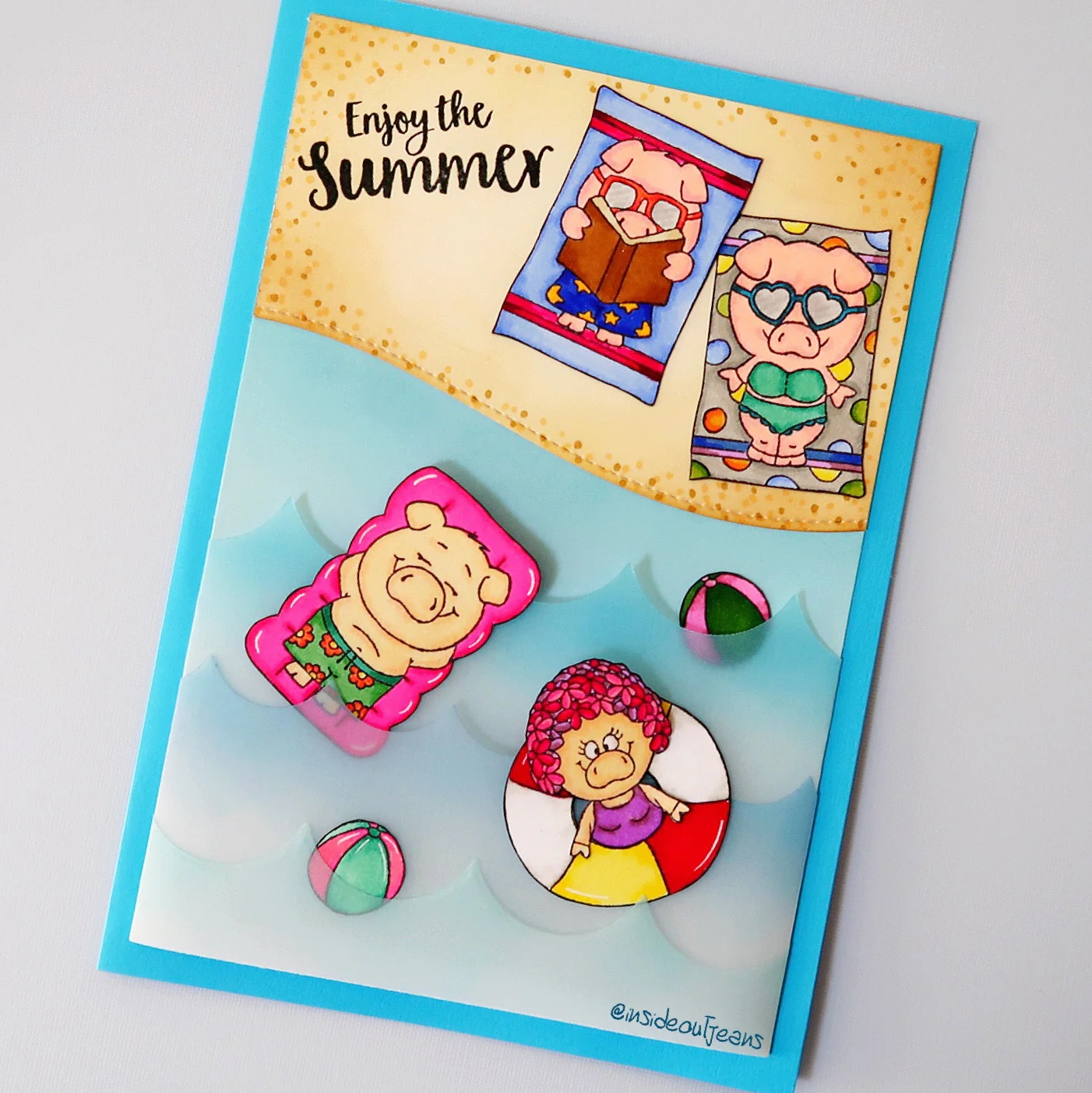 GERDA STEINER DESIGNS-Pool Piggies 4x6  Stamp & Die  Set - 4