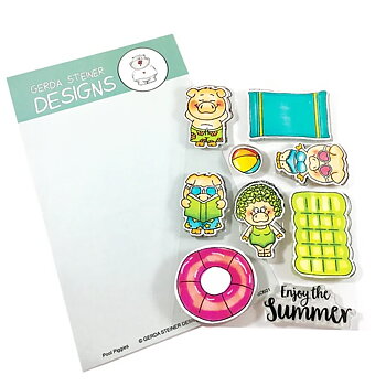 GERDA STEINER DESIGNS-Pool Piggies 4x6  Stamp & Die  Set