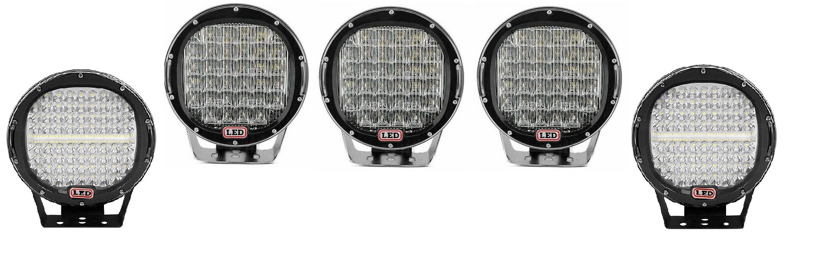 "RALLY-FEMMA" 5 st LED EXTRALJUS RUNDA  9" 225 o 294   svart eller röd