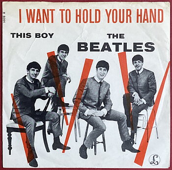 BEATLES - I want to hold your hand 7" Röd orange Norsk PS 1963