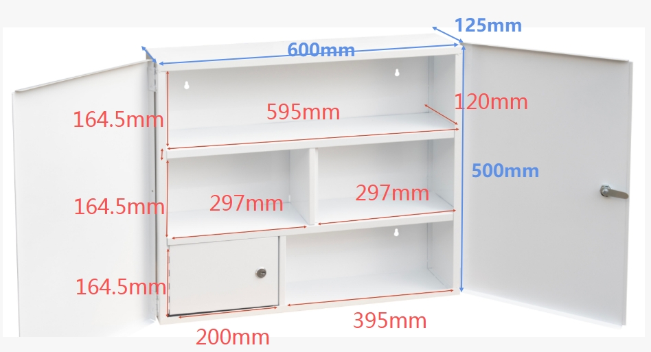 Duschy Medicine cabinet large white lockable - 9