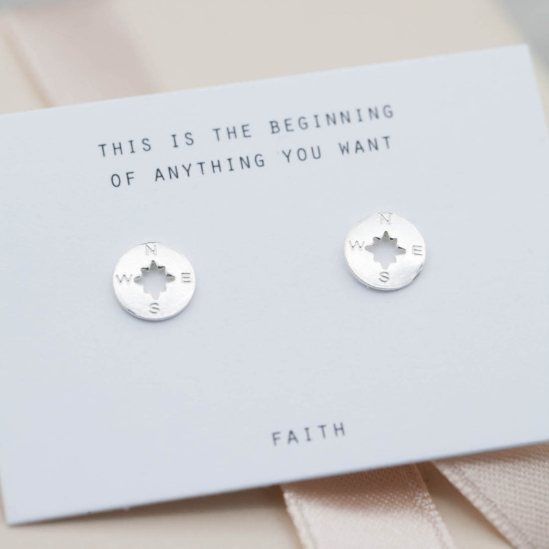 by Faith - Silverörhängen liten kompass  - 4