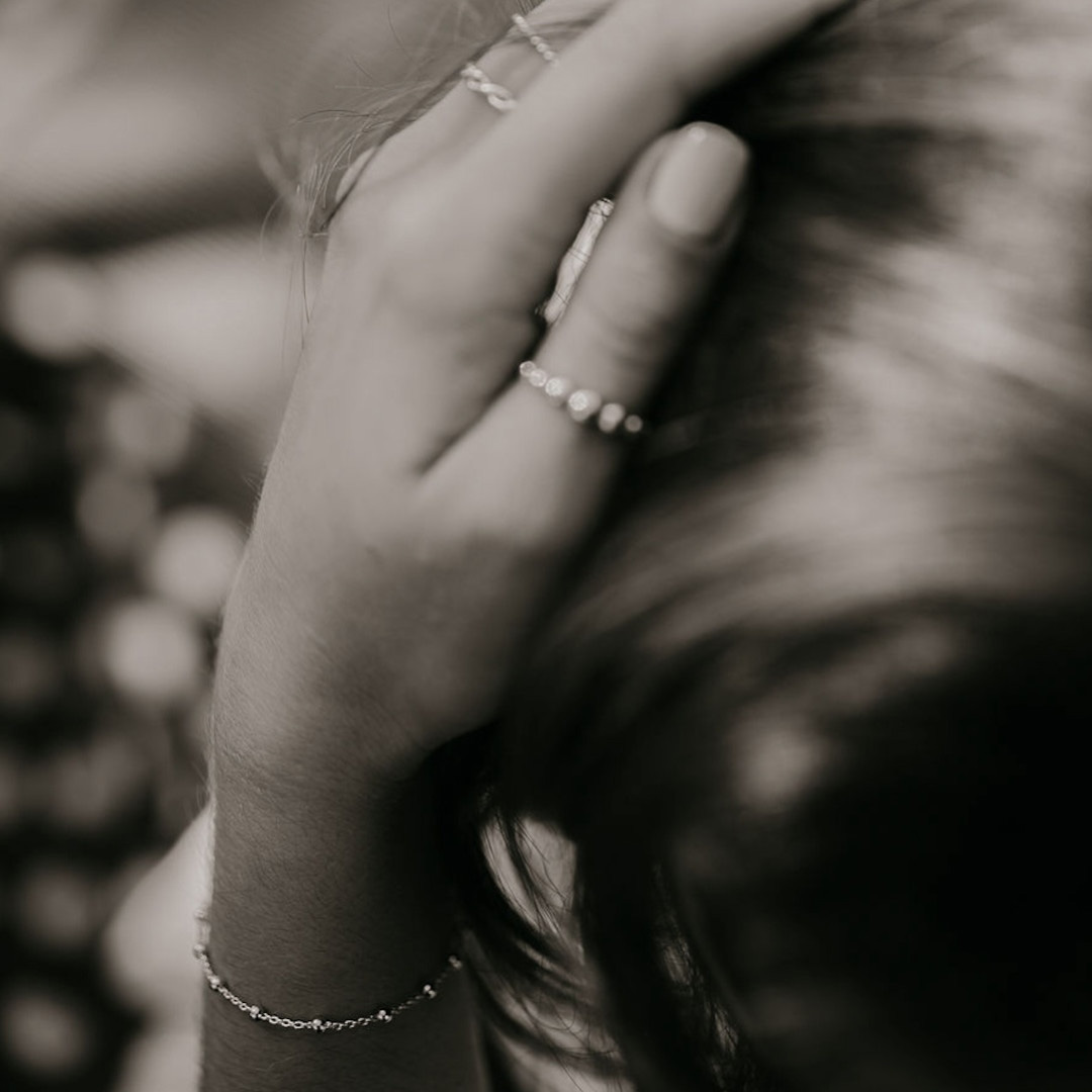 by Faith - Armband silver tunn länk med kulor   - 3