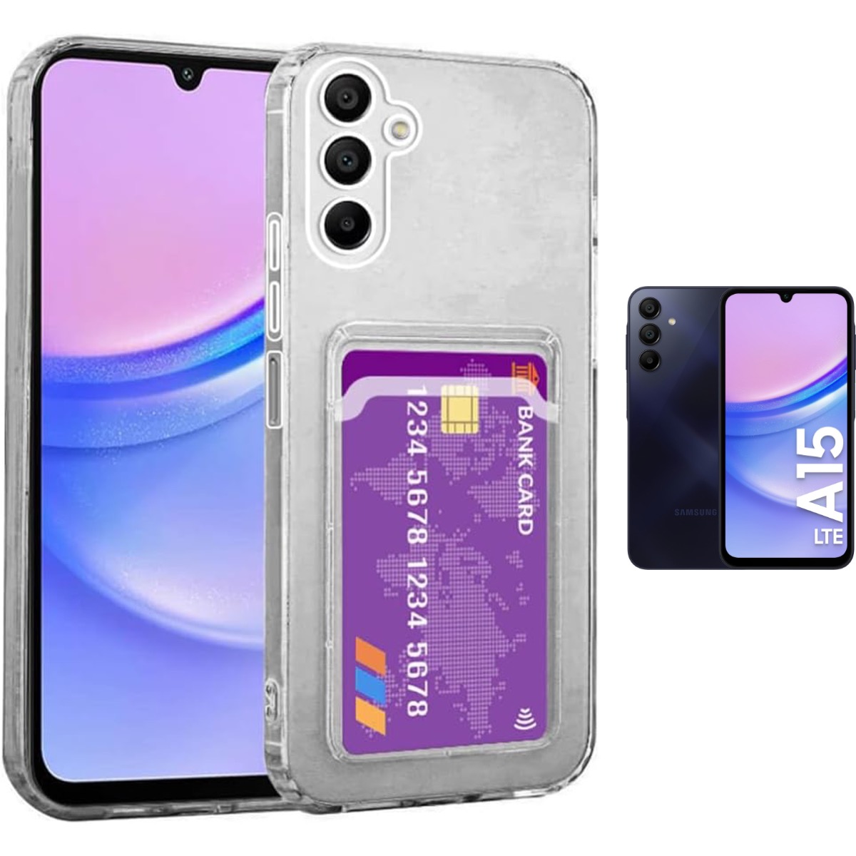 Samsung Galaxy A15 skal korthållare mobilskal slot