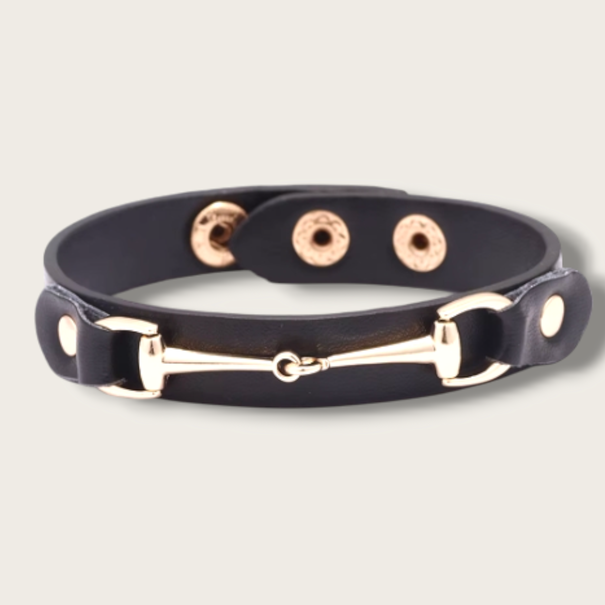 Vegan leather horsebit bracelet - 4