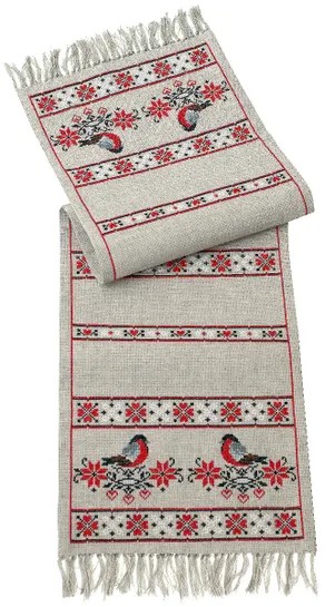 Domherrar med julbård - löpare Broderikit 269426