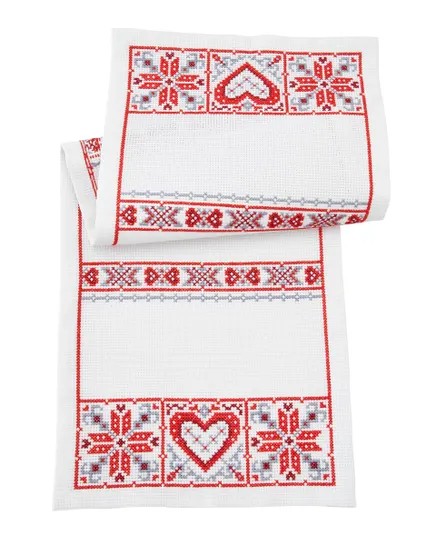 Julbård med hjärtan och snöflingor- löpare Broderikit 269886