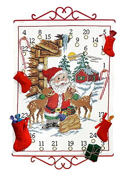 Tomte med paket - julkalender Broderikit 268807