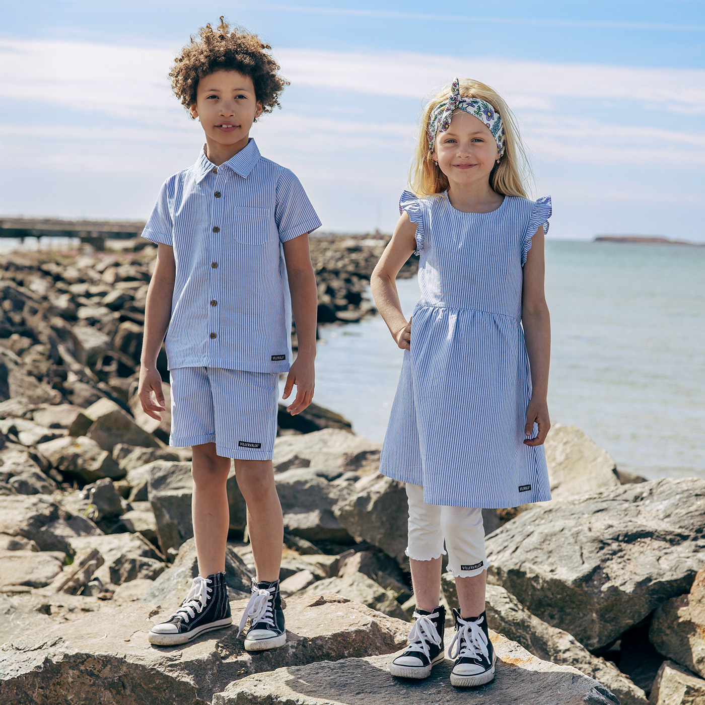 flared dress WOVEN STRIPE NAUTIC/MARBLE - 2